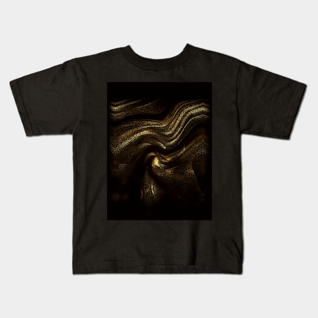 Deep Brown Abstract Art Flowing Composition Kids T-Shirt by SpieklyArt